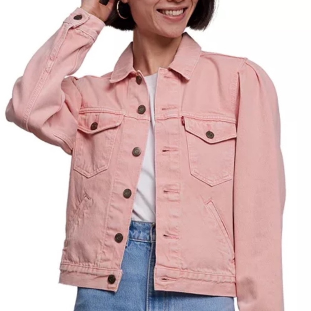 Levi’s original puff sleeve trucker Pink Denim Jacket - Picture 2 of 13